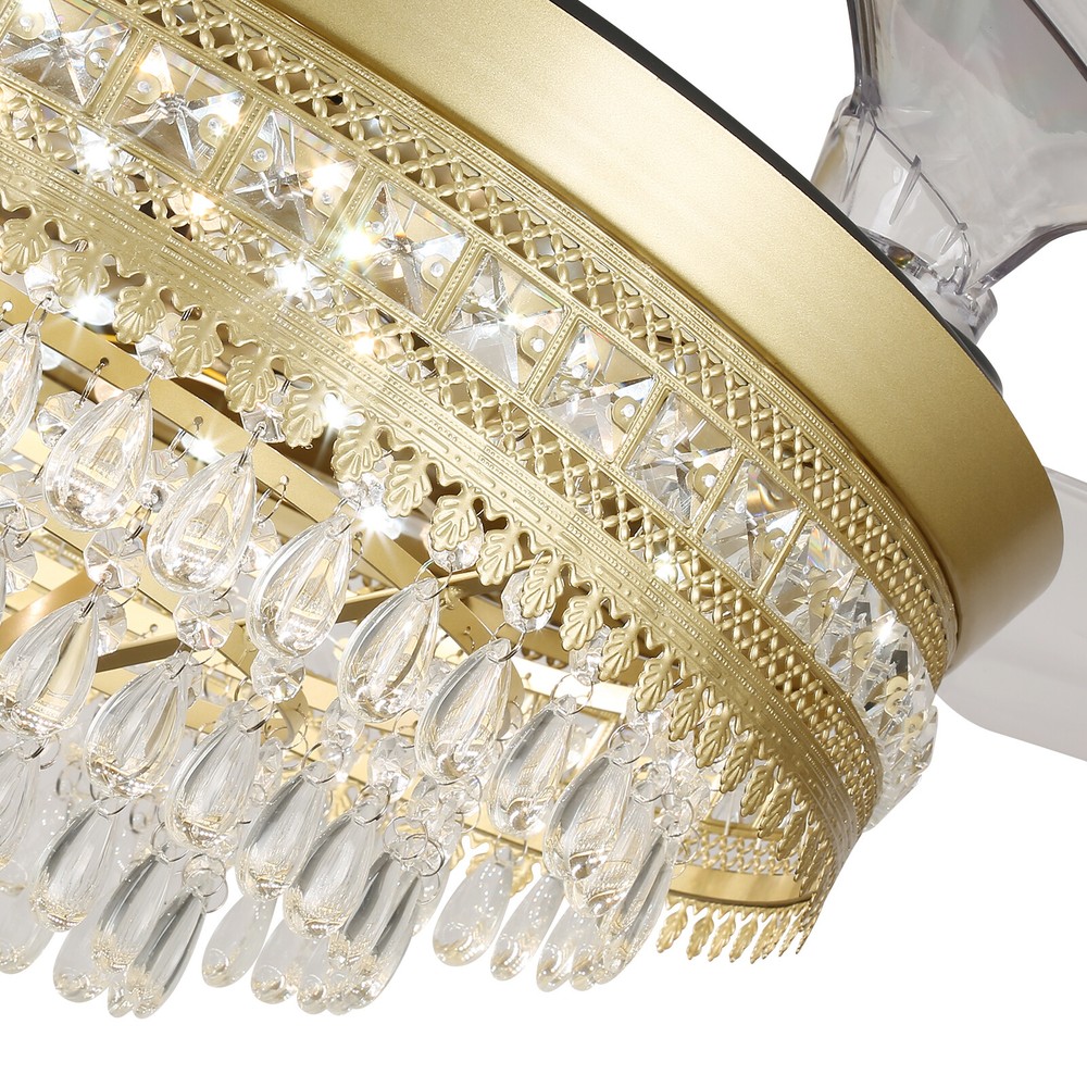 Modern Crystal Ceiling Fan Light with Remote Control and LED Illumination