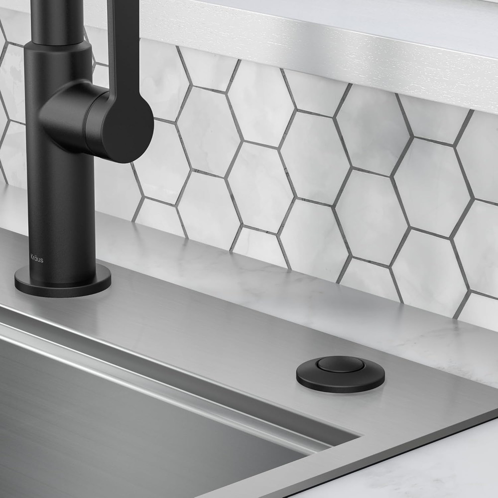 Matte Black Garbage Disposal Air Switch Kit with Push Button & Accessories