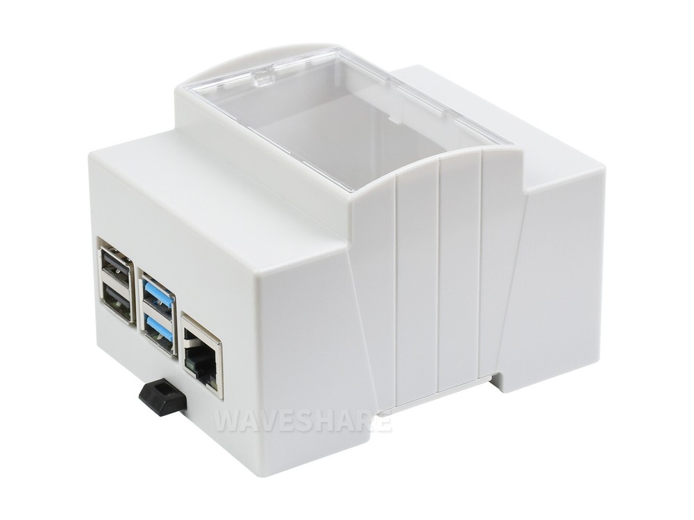 Waveshare DIN Rail ABS Case for Raspberry Pi 4 Large Inner Space Injection
