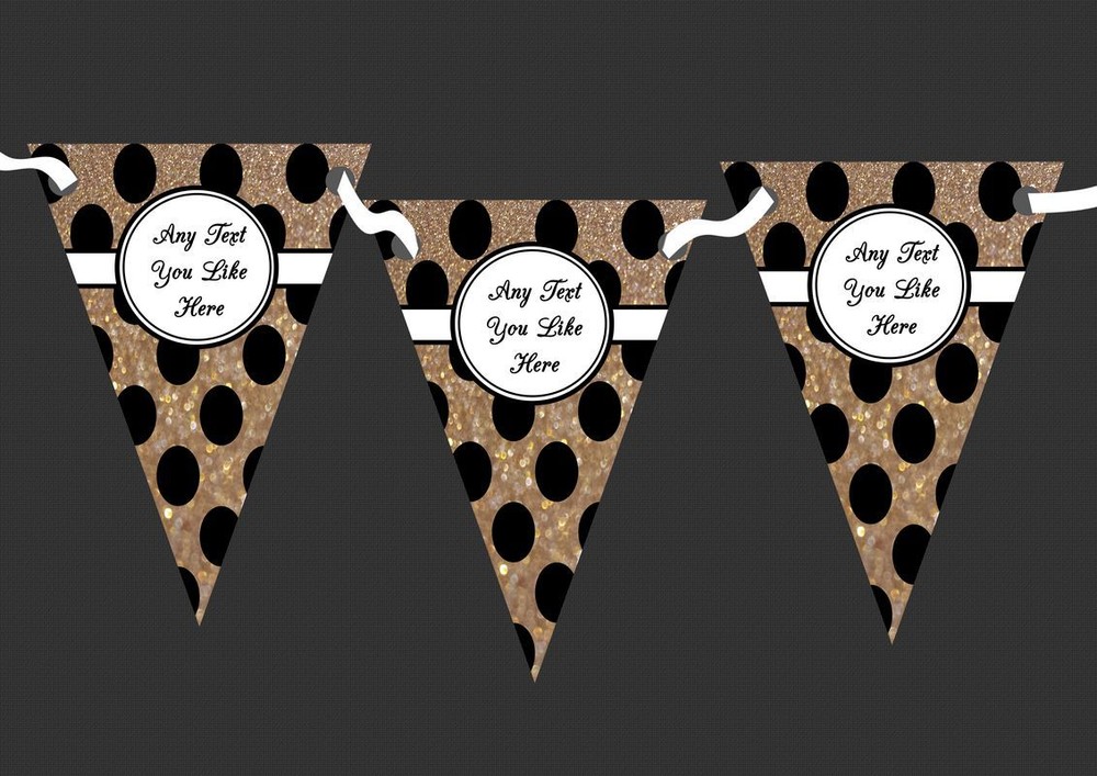 Copper Glitter Gold Large Spots Personalised Engagement Party Bunting