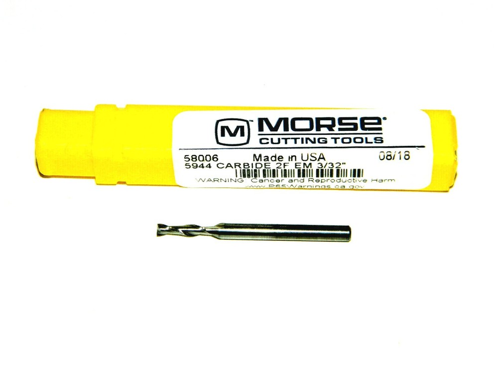 3/32" Solid Carbide 2 Flute END MILL Regular Length Made In USA Morse 5944