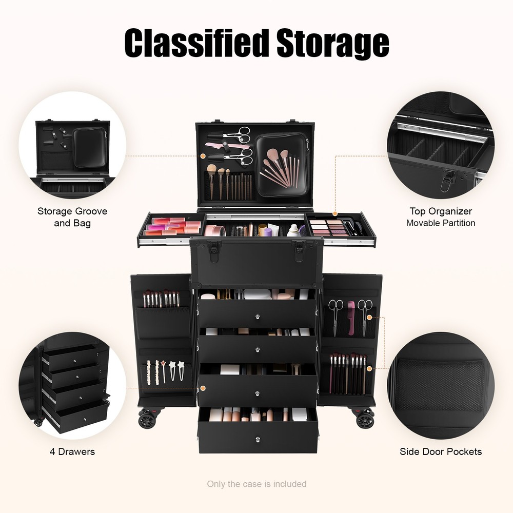 Max Load 30kg Rolling Makeup Case Makeup Organizer Travel Cosmetic Case Trolley