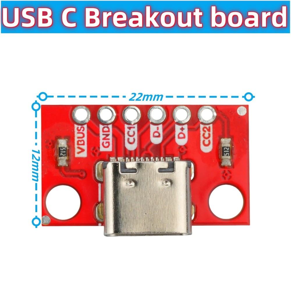 10Pcs USB Type C Breakout Board Serial Basic Female Connector Type PCB Conver...