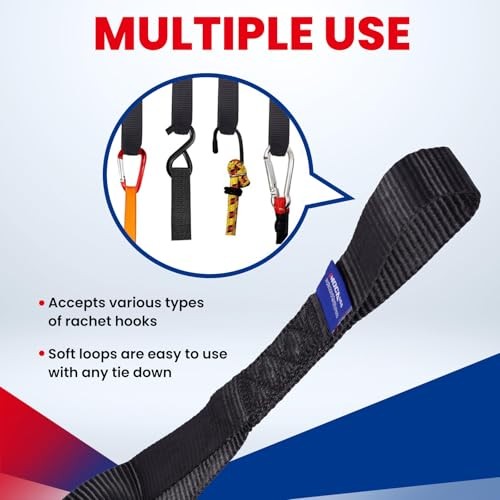 MOCA 6-Pack Soft Loop Tie Down Straps 12000 Lbs Breaking Strength 6-PACK Black