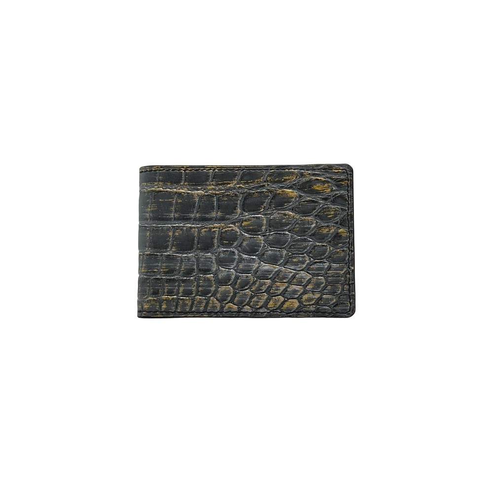 Handmade Rustic Black Gold Aligator Leather Wallet