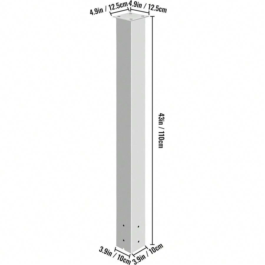 Email post, 43 inch high mailbox rack, white powder coated mailbox post kit,
