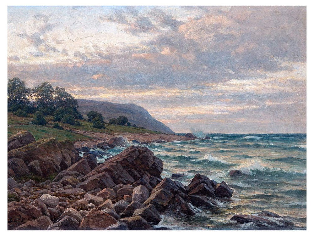 Seascape Coast sea by B. Lindholm Tile Mural Kitchen Backsplash Marble Ceramic