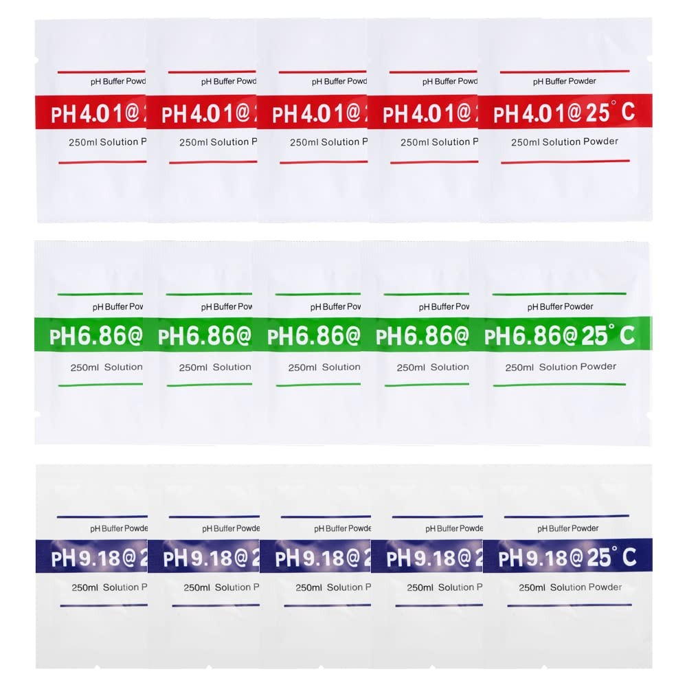 Nynelly 15 Pack pH Meter Buffer Solution Powder pH 6.86, 4.01, 9.18 for Precise