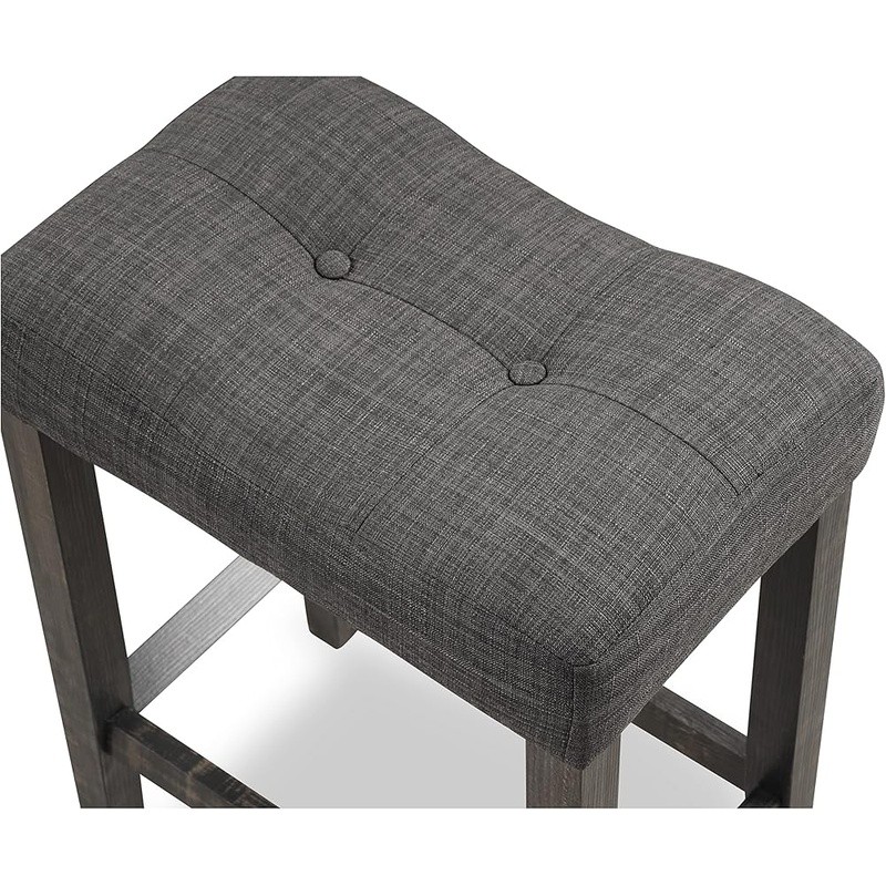 Counter Height Dining Set W/ Button Tufted Stools Upholstered Soft Fabric New