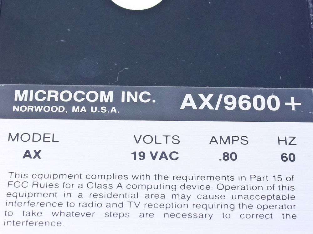 Microcom AX9600 Plus Model AX 9600 MNP Class 6 Vintage External Modem