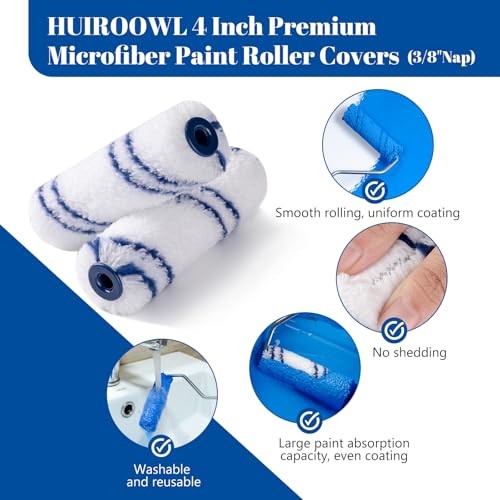 40 Pack 4 Inch Microfiber Paint Roller, Small 4 Inch Paint Roller Kit, 40 Pack