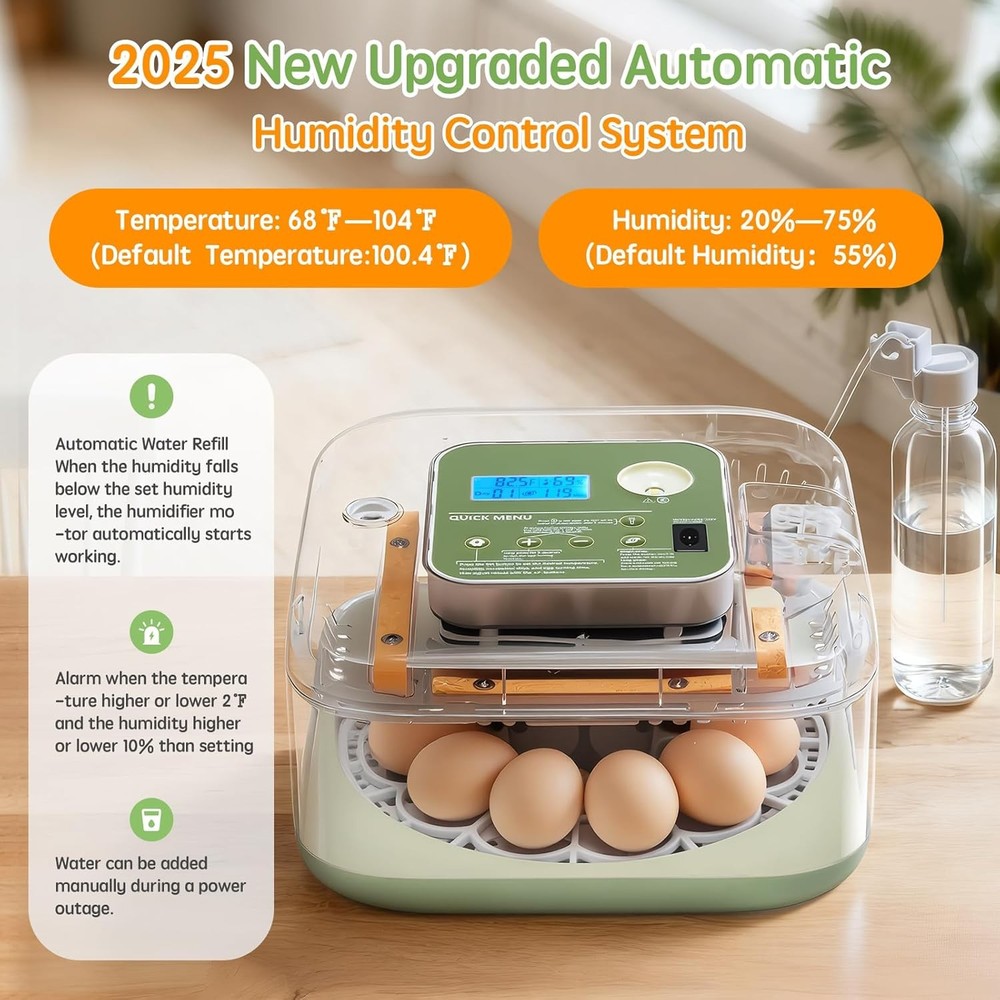 Automatic Egg Incubator 12 Eggs Humidity & Temp Control Hatch Brooding Box