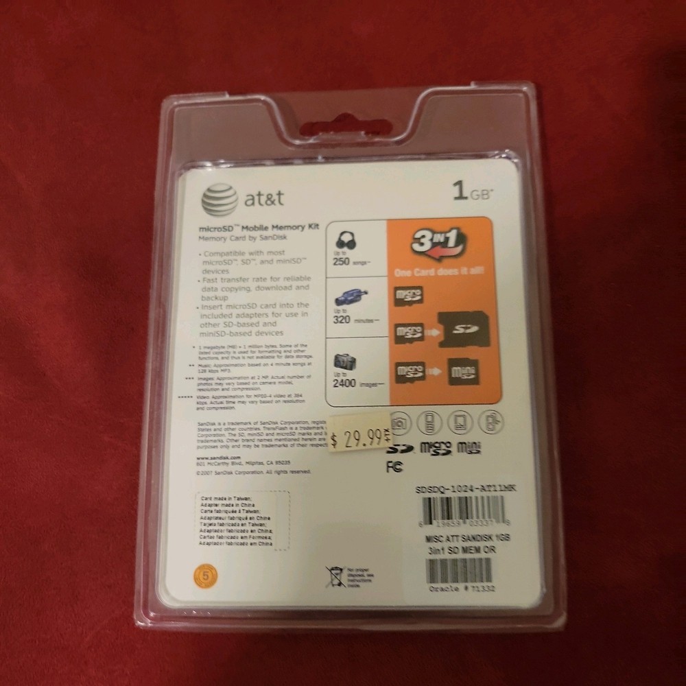 Universal Sandisk Micro SD Mobile Memory Kit 1GB Adaptor