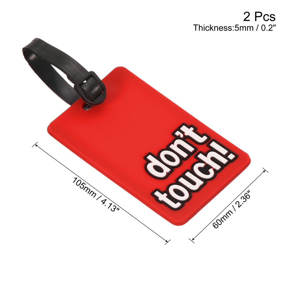 2Pcs PVC Luggage Tag Identifier Label, Don't Touch Pattern Red