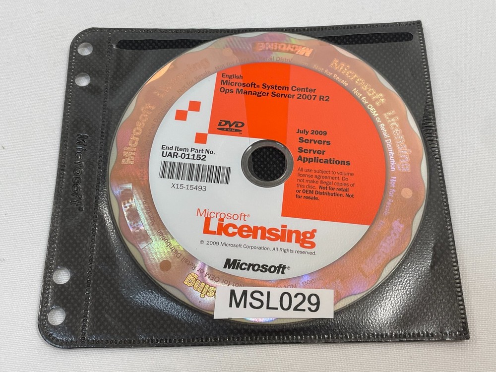 Microsoft System Center Ops Manager Server 2007 R2 Windows DVD PC Software