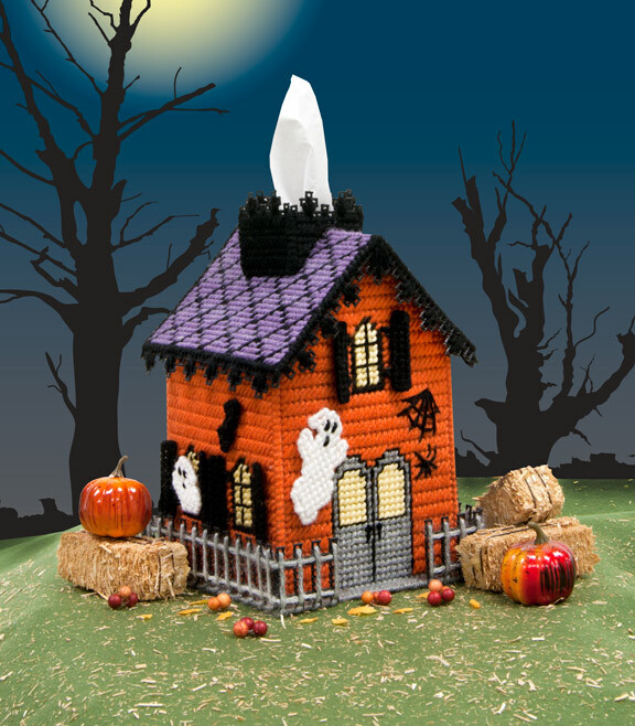 Mary Maxim Haunted House Tissue Box Cover