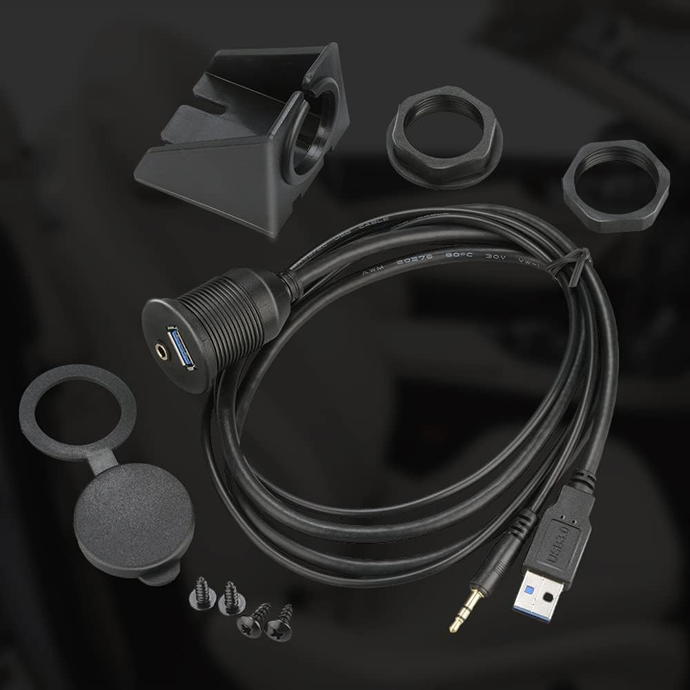 USB 3.0 & 3.5Mm Car Mount Flush Cable, 3Ft