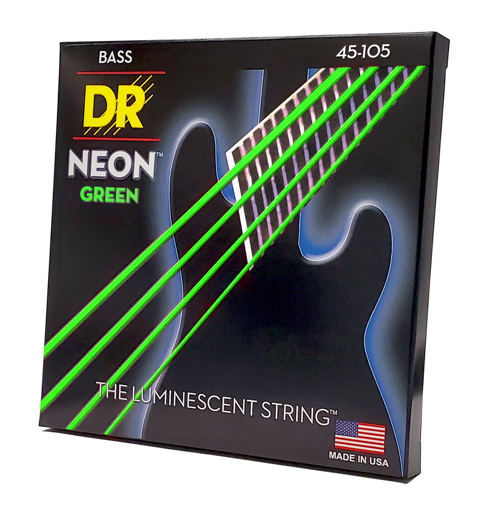 DR Strings Hi-Def NEON Green Bass Strings Medium 45-105