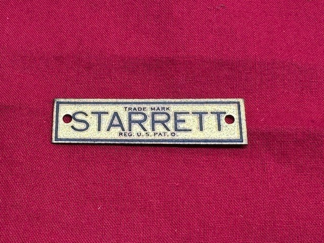 Starrett Brass Name Plate - VINTAGE!