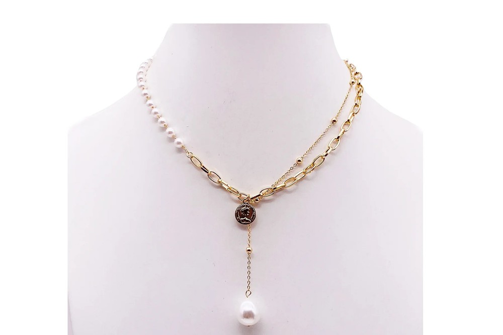Pearl and Chain Drop Pendant