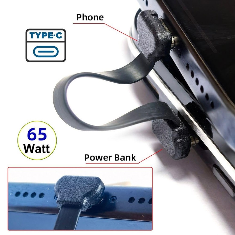 chenyang USB C Short Flat Cable 2.0 Type C Dual 90 Degree 70MM, Black