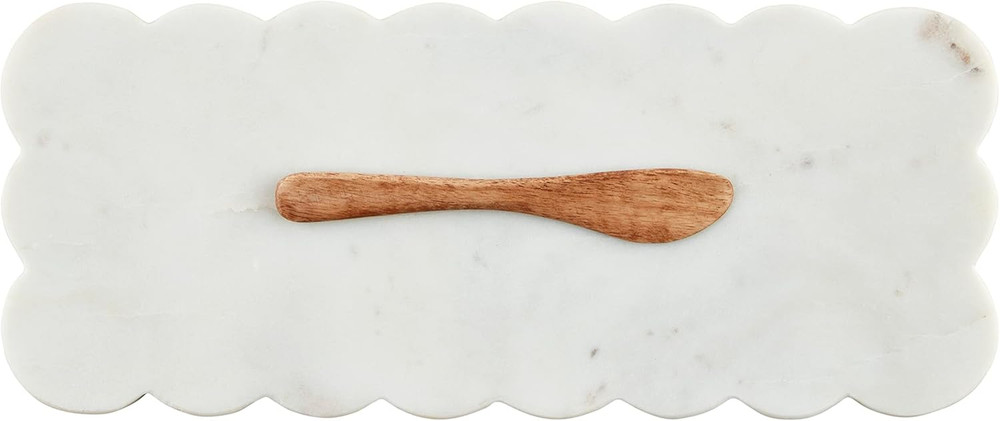 Scallop Marble Board Set, White, 12" X 5"