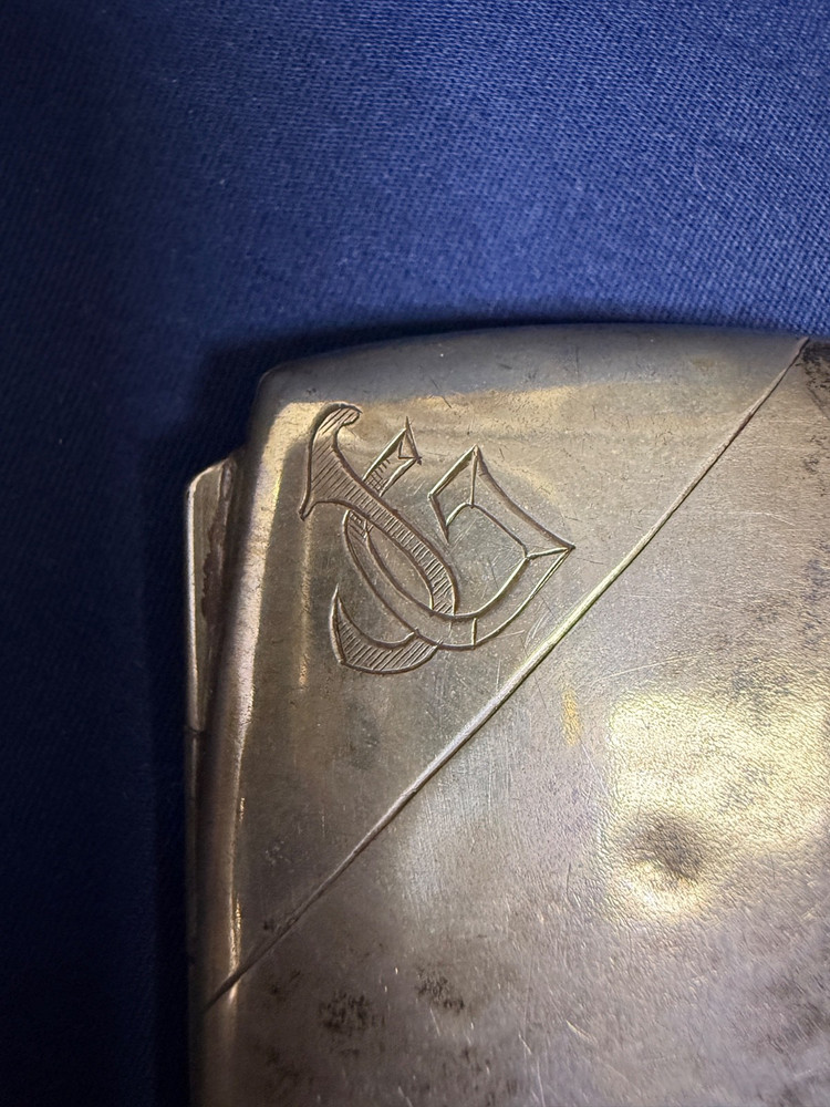 1930 Engraved Silver Cigarette Case 1.8 Troy Oz Art Deco Engine Turned Monogram