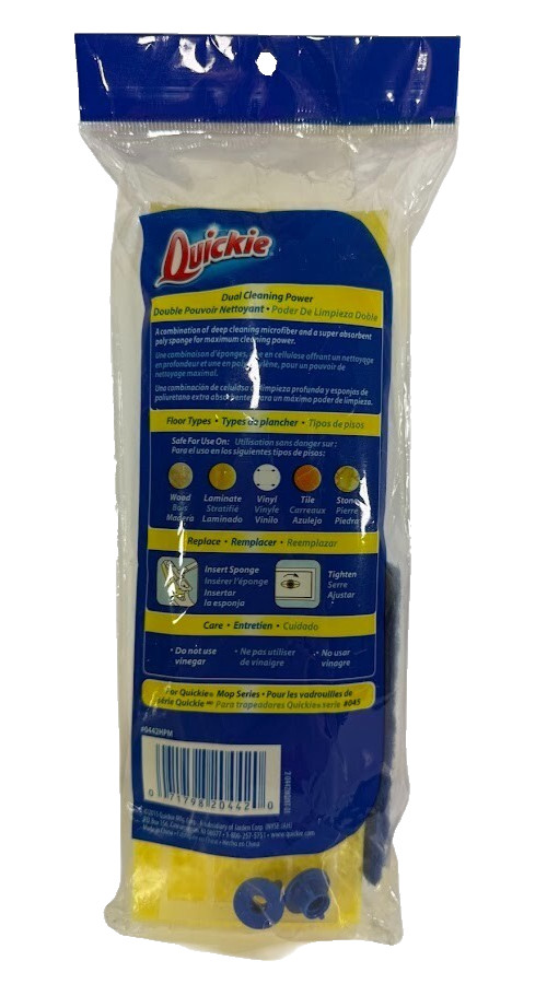 2X Quickie Clean Squeeze Microfiber Sponge Mop Refill Replace Type S 045HPM #045