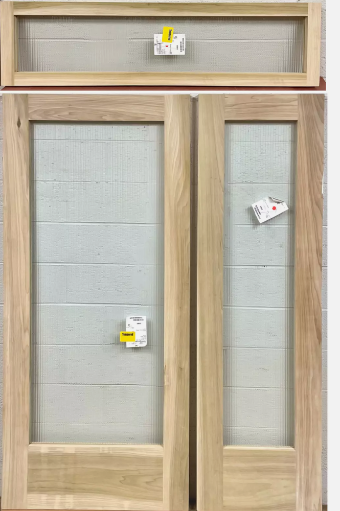 Rustic solid alder door Pre Hung one side lite 2 sets trim Glass U choose size