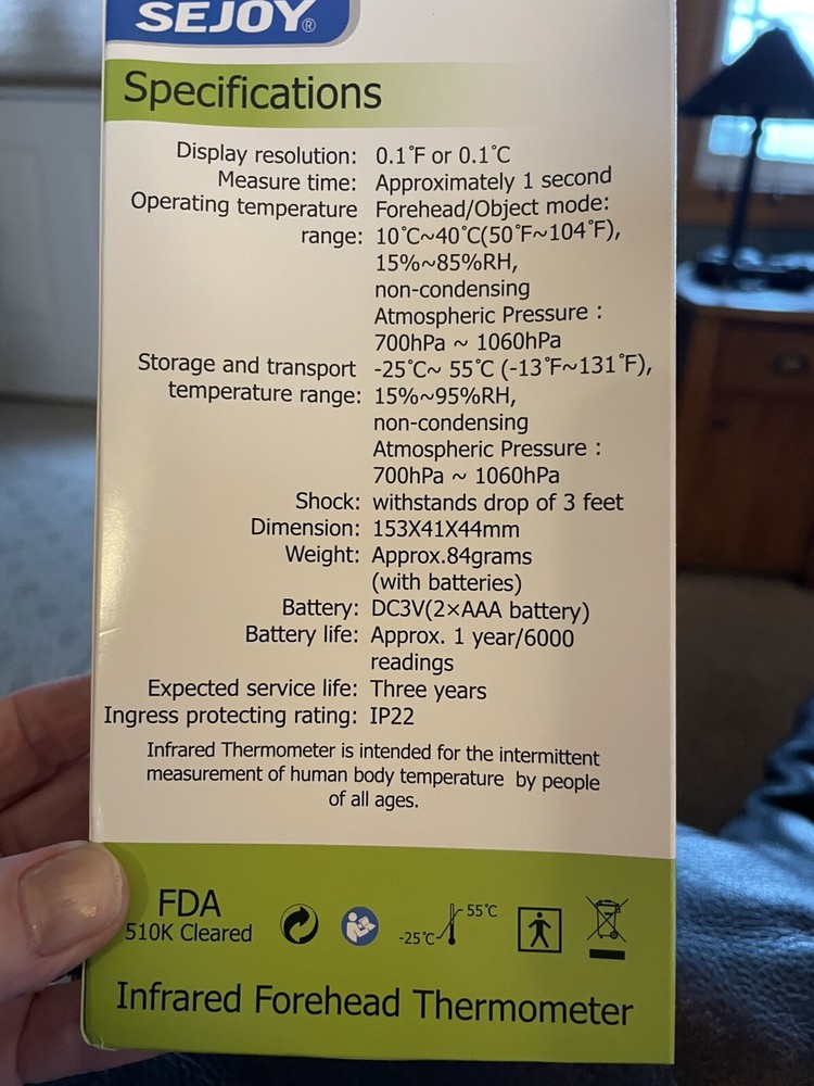 Sejoy Infrared Forehead Thermometer