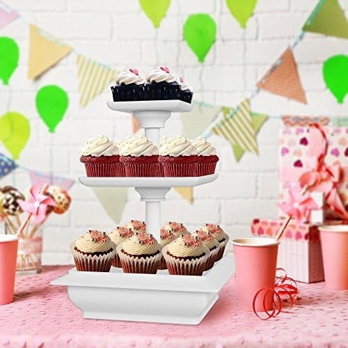 3 Tier Square Cupcake Display Stand White
