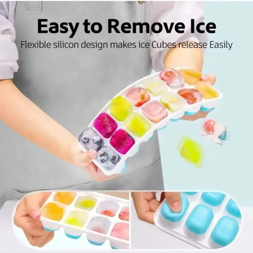 Silicone Ice Cube Tray with Lid 4 Pack 56 Grid Easy Release Ice Mold Freezer