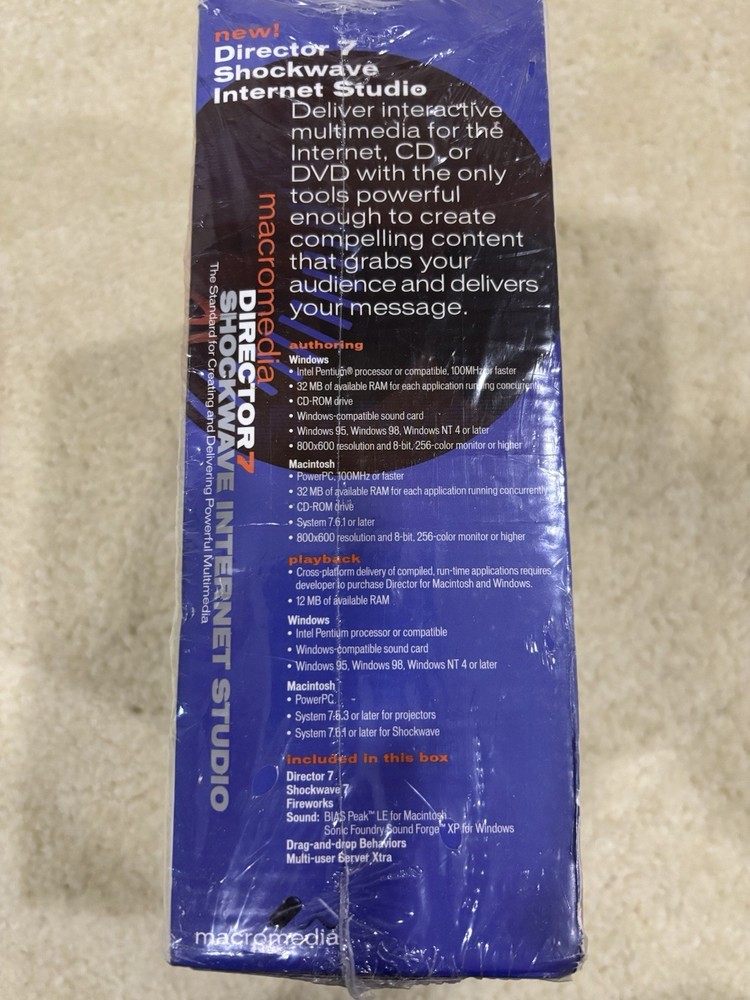 Macromedia Director 7 Shockwave Internet Studio Education Version NEW SEALED!