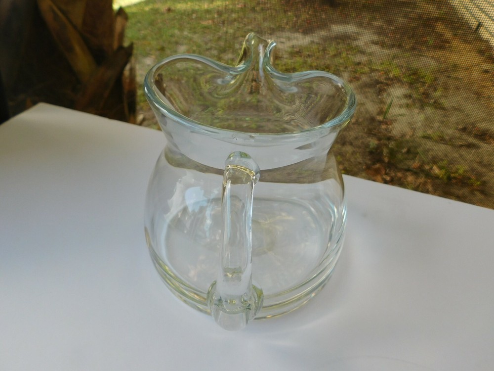 CLEAR HANDMADE APPLIED HANDLE PINCHED SPOUT PITCHER POLAND