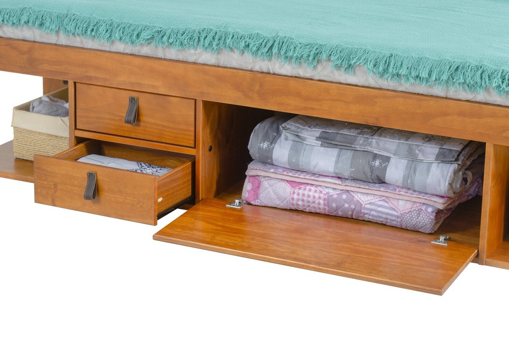 Memomad Bali Bed - King Size Storage Platform Bed Frame with Drawers (Oak)