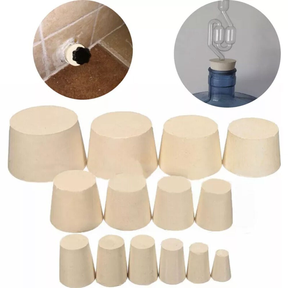 2Pcs Rubber Stopper Laboratory Solid Stopper Tapered Flask Plug Test Tube Bungs