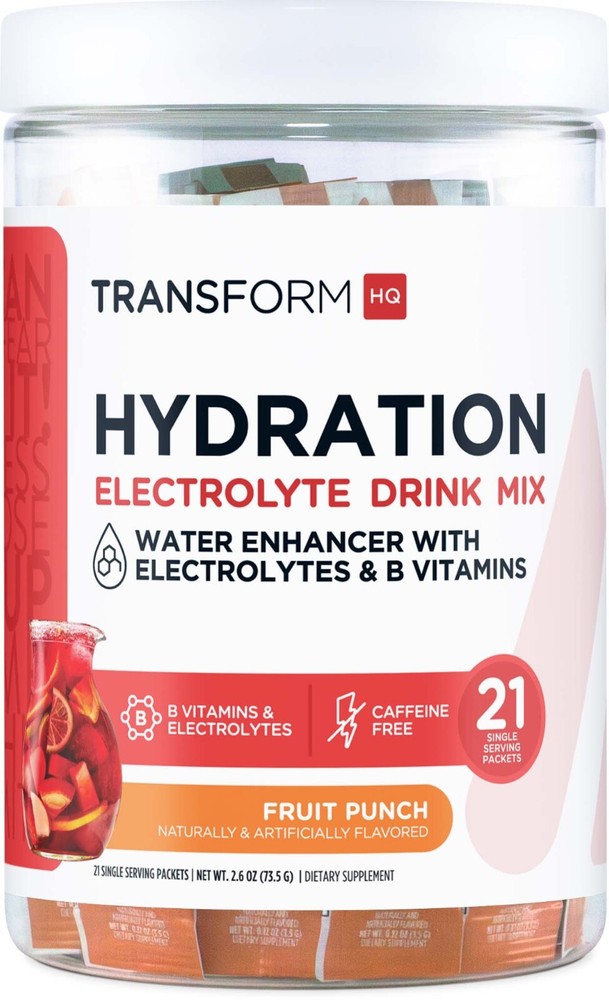 TransformHQ Hydration Electrolyte Drink Mix (Fruit Punch) 21 Packets