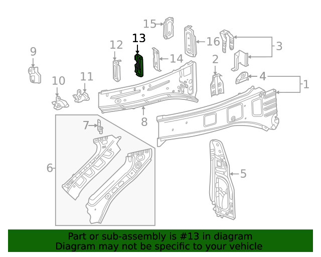 Genuine Passenger Side Front Compartment Front Side Rail Reinforcement 84543107