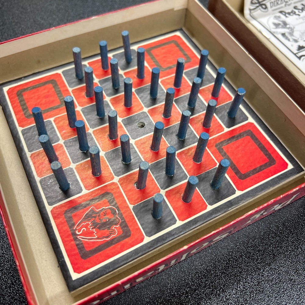 Vintage Peg Solitaire Game A Sherm's Creation In Original Box Board Instructions