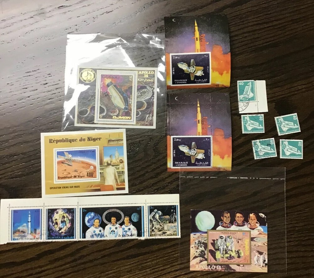 Vintage Apollo Viking Stamp Collection Space Exploration