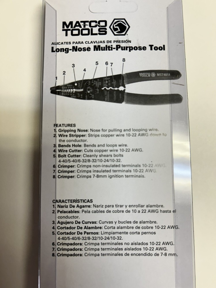 Matco Tools MST46FA Wire Stripper / Cutter / Crimper New in Pack