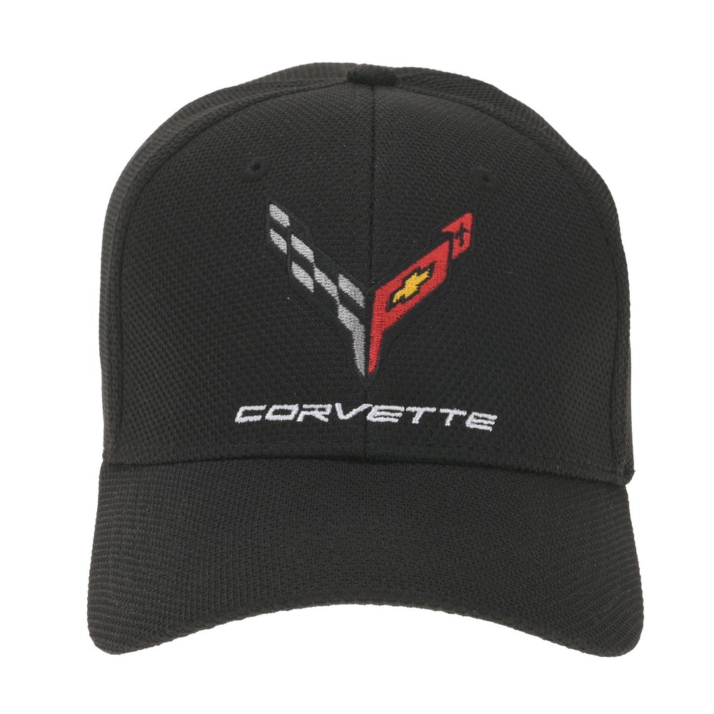2020-2026 C8 Corvette Black Performance Mesh Stretch Fit Hat Cap