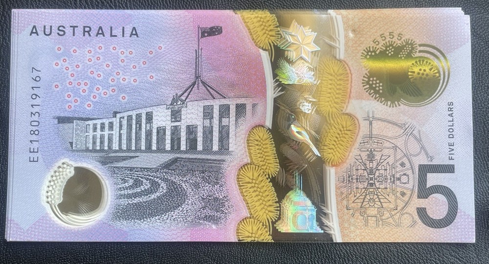 2018 $5 EE18 Uncirculated Australian Five Dollar Banknote General Prefix EE 18