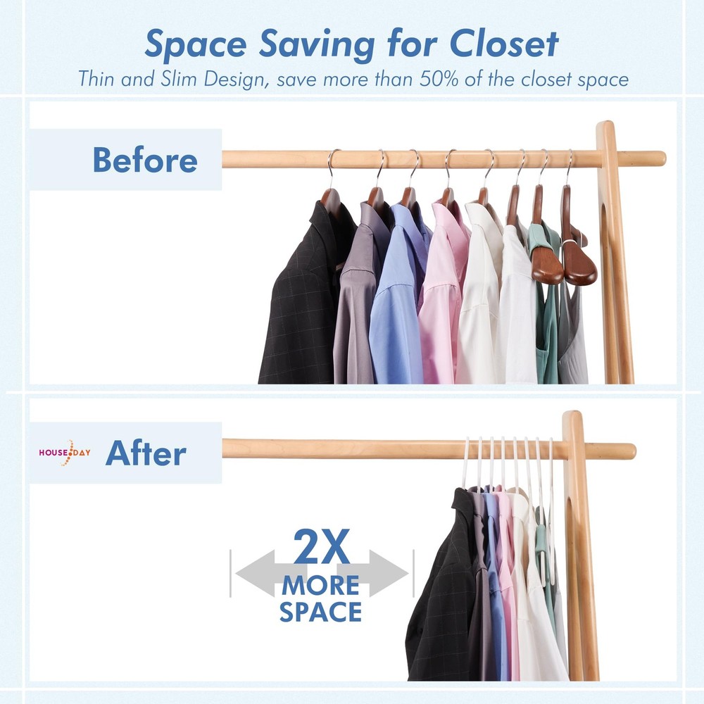 White Plastic Hangers 16 Pack, Space Saving Coat Hanger, Clothes Hanger with ...