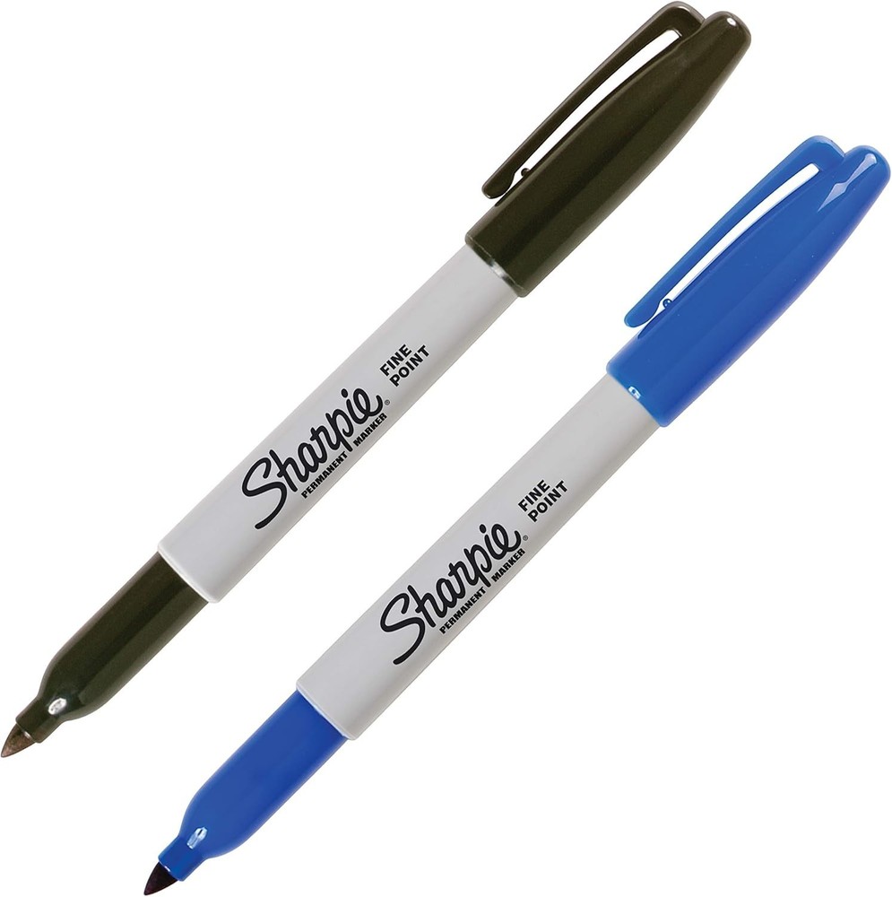 2 Count Black & Blue Fine Tip Permanent Markers for Multi-Surface Masterpieces
