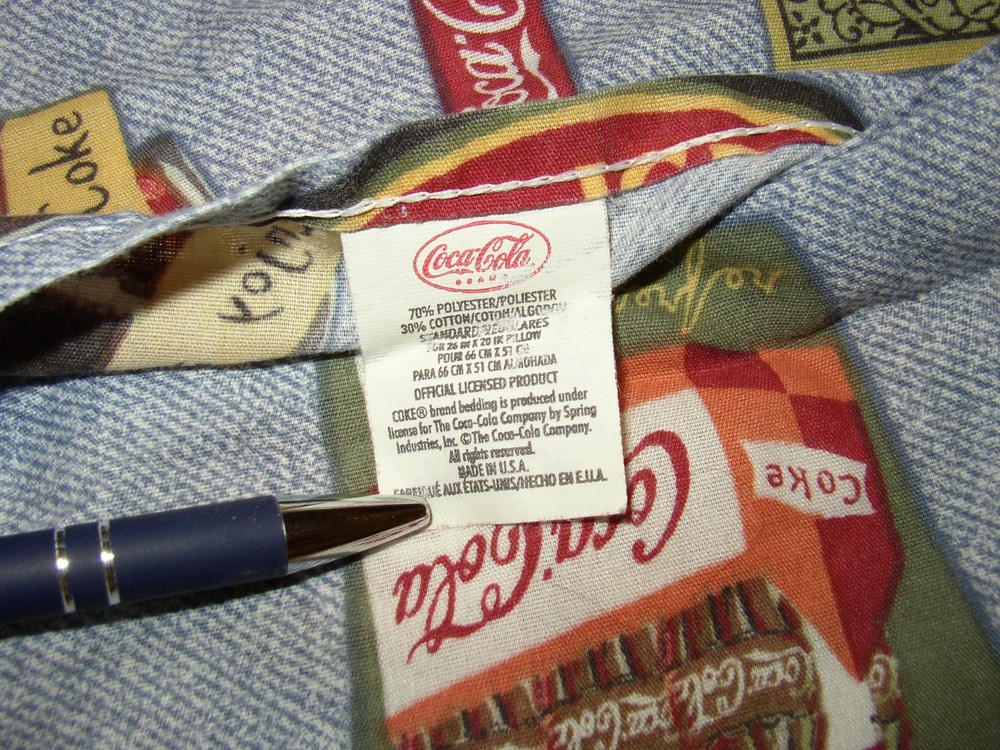 (1) Coca-Cola Standard Size Pillow Sham EUC