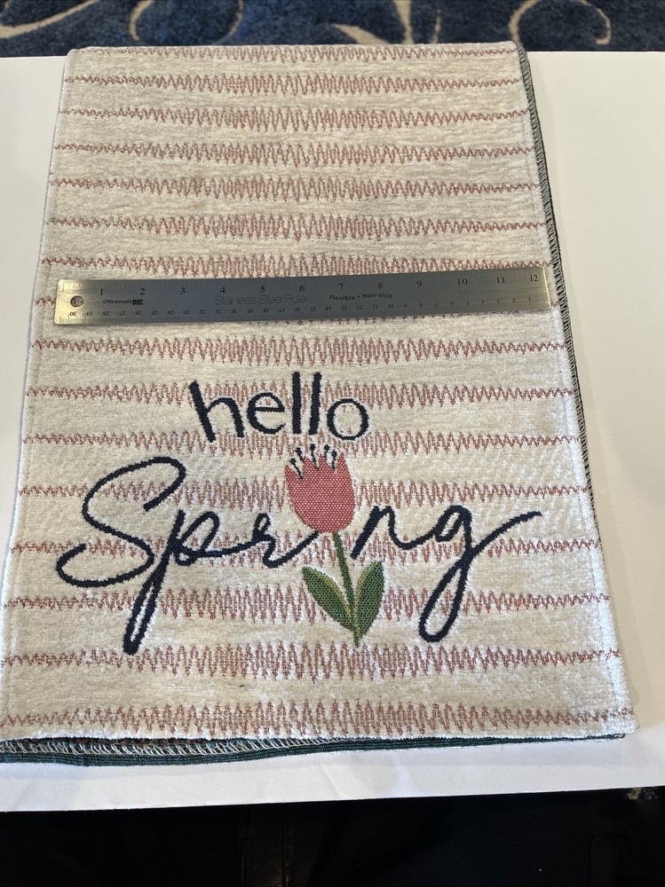 “Hello Spring” Table Runner white/pink 1ftx6ft