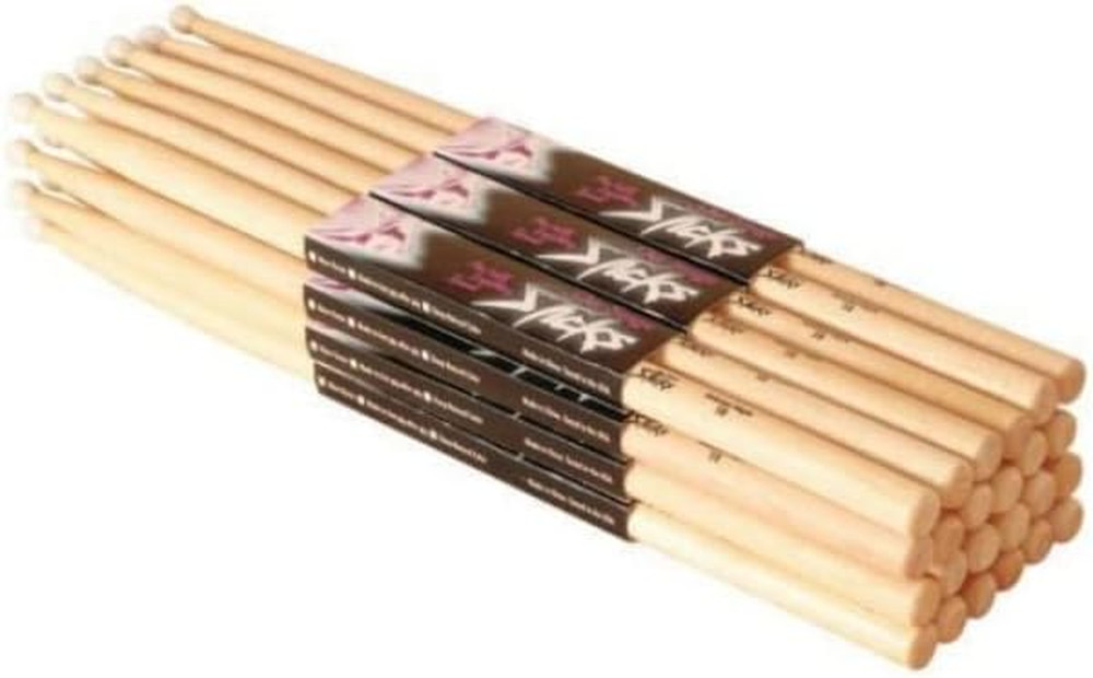 Hickory 7A Nylon Tip Drumsticks, 12 Pairs