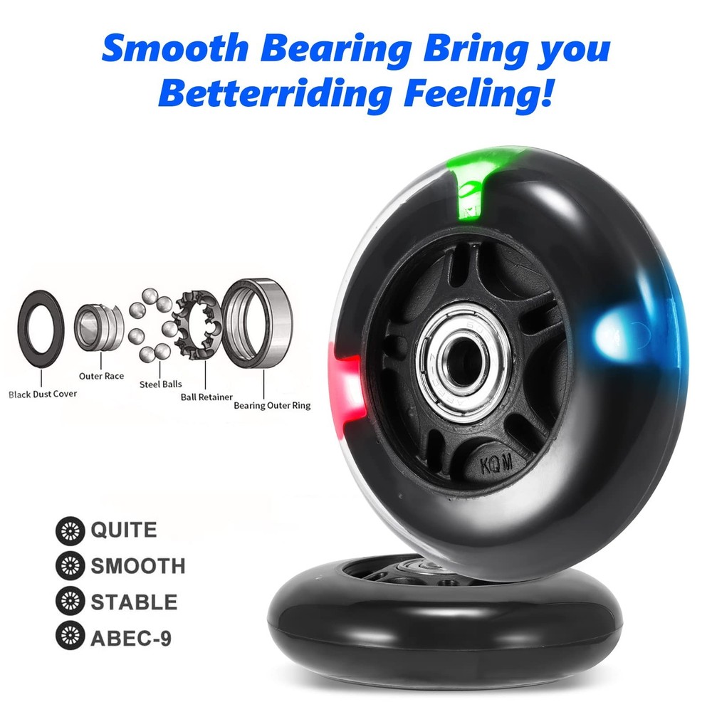 Scooter Replacement Wheels, LED Flash Wheel 80MM, Mini Maxi Micro Scooter Ska...
