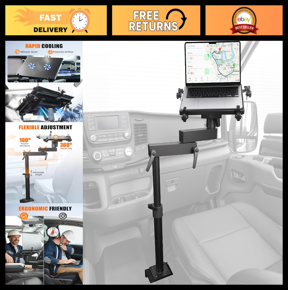 Laptop Mount for Ford Transit 2014-2023 | Cargo Van Laptop Holder Stand